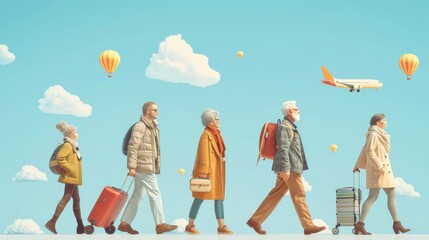 Retirement Lifestyle, Depict the diverse lifestyles retirees pursue, from travel and leisure to volunteer work and hobbies, enabled by financial planning