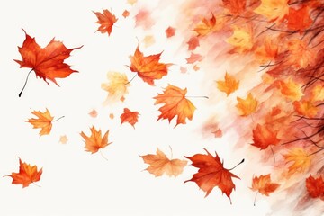 Poster - A beautiful painting of leaves floating in the air. Perfect for seasonal designs