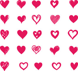 Wall Mural - Pink heart Hand Drawn Icon Set