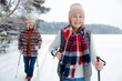 © zinkevych - Happy mature couple with scandinavian stick on a walk in a forest