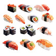 a various of sushi on white background, polygon style, suitable for crafting and digital design projects