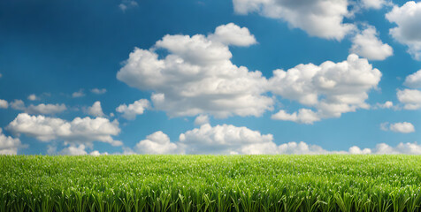 Wall Mural - fresh springtime lawn under sunny sky