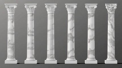 Wall Mural - An illustration of ancient Roman and Greek style architecture design elements, classic palace building colonnades on a transparent background.