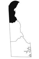 Wall Mural - Map of New Castle County in Delaware state on white background. single County map highlighted by black colour on Delaware map. UNITED STATES, US