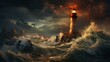 A lighthouse shining over tumultuous financial waters, symbolizing guidance