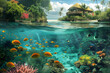 Tropical Underwater Coral Reef Panorama
