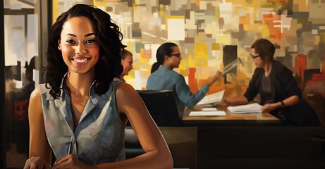 Wall Mural -  Smiling Woman at Business Meeting.