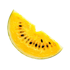 Wall Mural - Slice of yellow watermelon fruit isolated on white background