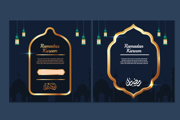 Wall Mural - Ramadan Kareem Background, greeting banner Ramadan Islamic ornament background design with lamp, lantern, colorful social media banner, promotion