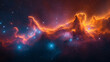 Space nebula cosmic supernova galaxy star bright colorful astronomy illustration background