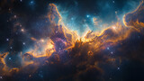 Fototapeta Kosmos - Space nebula cosmic supernova galaxy star bright colorful astronomy illustration background