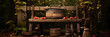 Traditional Wooden Cider Press Among Autumnal Apples in Rustic Outdoor Setting