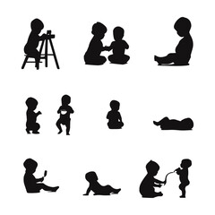 flat design baby silhouette collection