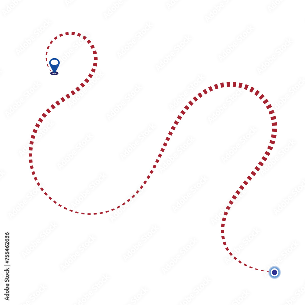 Start Sign Route Stock-Vektorgrafik „Route location icon, two pin sign and dotted line ...