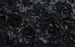 The rarity of obsidian florals revealed through relief technique on canvas, accentuating texture, dance with light and shadow in a captivating display