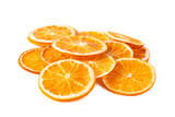 Fototapeta Koty - Delicious dry - dried orange slices on white background