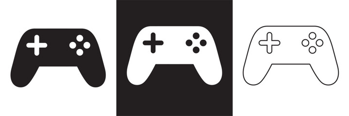 joystick black and white and stroke line icon stock illustration