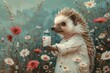Her bashful expression and whimsical syringe filled with wildflowers disarm any fear of needles, making this hedgehog nurse a comforting presence for all ages.