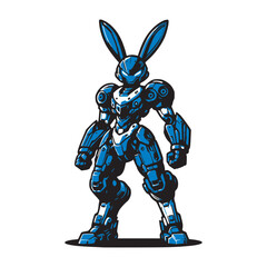 Wall Mural - rabbit t-shirt design robot machine mecha with weapon armory hand drawn art style vector illustration