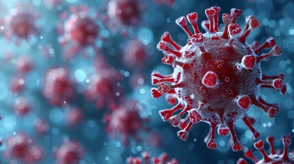 Aufkleber - Background modern of Coronavirus 2019-nCoV, a type of pathogenic microorganism isolated on blue background. An abstract polygonal model of COVID-19.