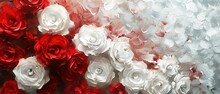 Contrast In Bloom, A Textured Artwork Featuring A Mix Of Vivid Red And Pristine White Roses, Creating A Stunning Contrast That Symbolizes Passion And Purity.
