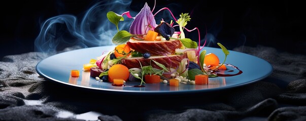 Wall Mural - Vibrant restaurant chef dish photography recipe