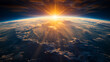Scenic picturesque view of a sunrise seen from outer space