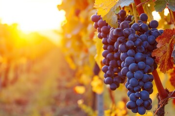 Wall Mural - Red grapes ripening in the vineyard