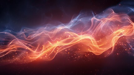 Aufkleber - Infrared light wave effect on a dark background. Warm air flow on a dark background. Modern illustration.