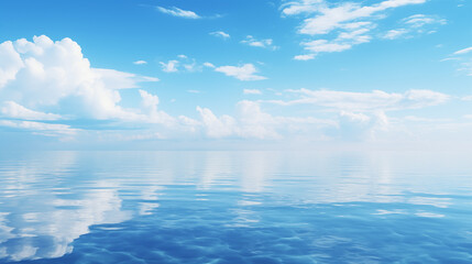 Sticker - Blue sky over calm sea. Blue sea and sunny sky on horizon over calm water