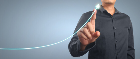 Wall Mural - Businessman plan graph growth and increase of chart positive indicators in his business