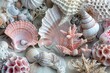 a group of shells and corals