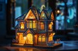 a model of a house with lights
