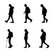 set of pedestrian silhouettes on isolated background
