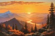 Majestic Sunset Over Layered Mountain Landscape