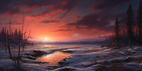 Canvas Print - winter sunset