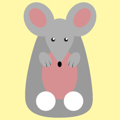 Wall Mural - Cute kawaii mouse in a bowl. Vector illustration.