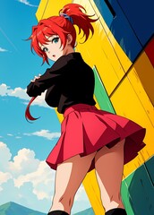 Poster - Beautiful anime girl in vibrant color grading