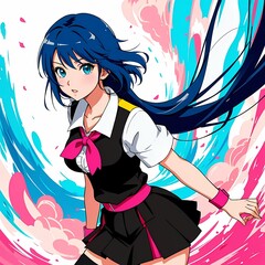 Poster - Beautiful anime girl in vibrant color grading