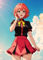 Poster - Beautiful anime girl in vibrant color grading