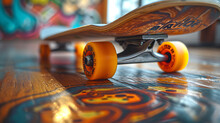 Close-ups Of Skateboard Wheels And Deck Designs Background
