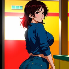 Canvas Print - Colorful sexy anime girl