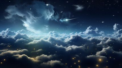 Wall Mural - blue sky and clouds night  wallpaper