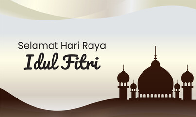 Selamat Hari Raya Idul Fitri, mosque with gold white luxury background