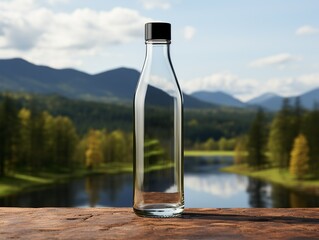 The bottle is clear and empty