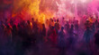 © DimaSabaka - Illustration of a people celebrating Holi Festival. Holi Festival background concept with copy space