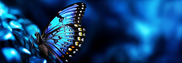 blue butterfly, panoramic layout. generative ai