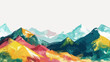 Berge Bunt Wasserfarben Outdoor Natur Landschaft Alpen Vektor