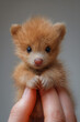 closeup of hand holding cute tiny little bear