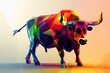 a colorful low poly bull